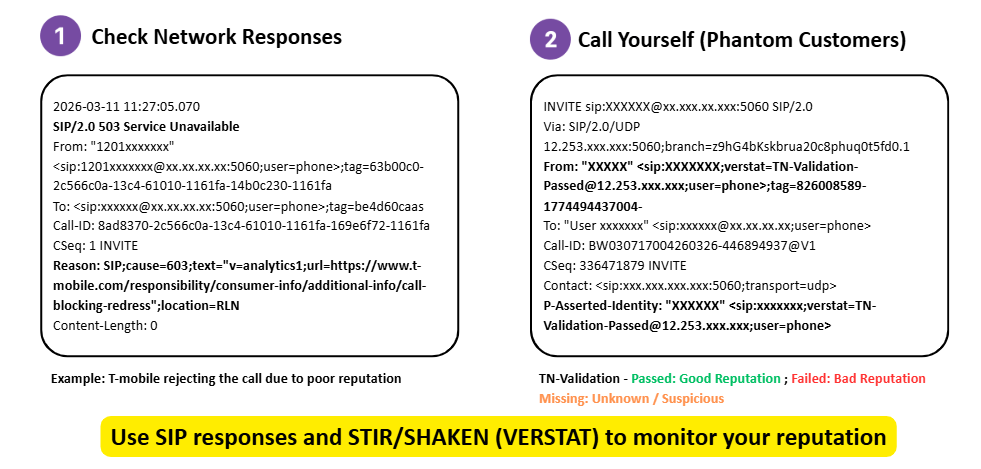 VERSTAT and STIR/SHAKEN methods to see number reputation